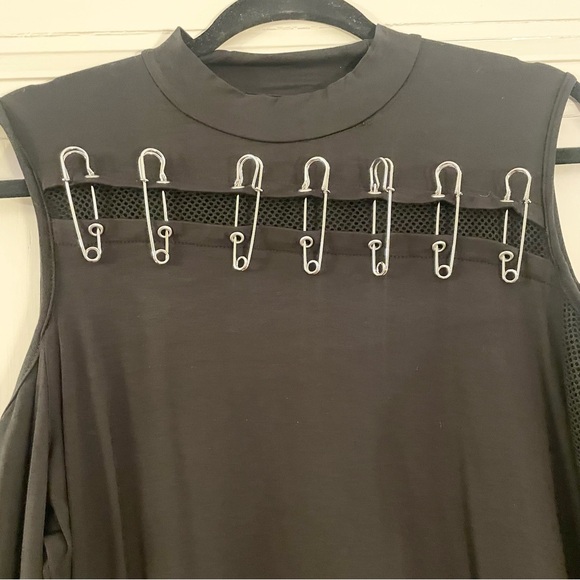 Killstar Zazzel Long Sleeve Safety Pin Black Mesh Mini Dress, Size XXL, NWT - Picture 6 of 12